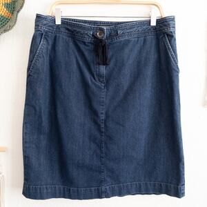 Talbots Blue Denim Jean Skirt with Tie waist Size 14